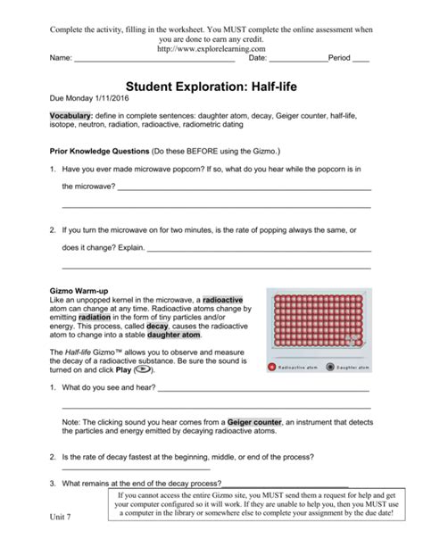 In conclusion, the Student Exploration Half-Life Answer Key is a valuable resource for students to understand the concept of half-life and its application in radioactive decay. It provides step-by-step solutions and explanations, allowing students to check their answers and reinforce their understanding. By using this answer key, students can enhance their …